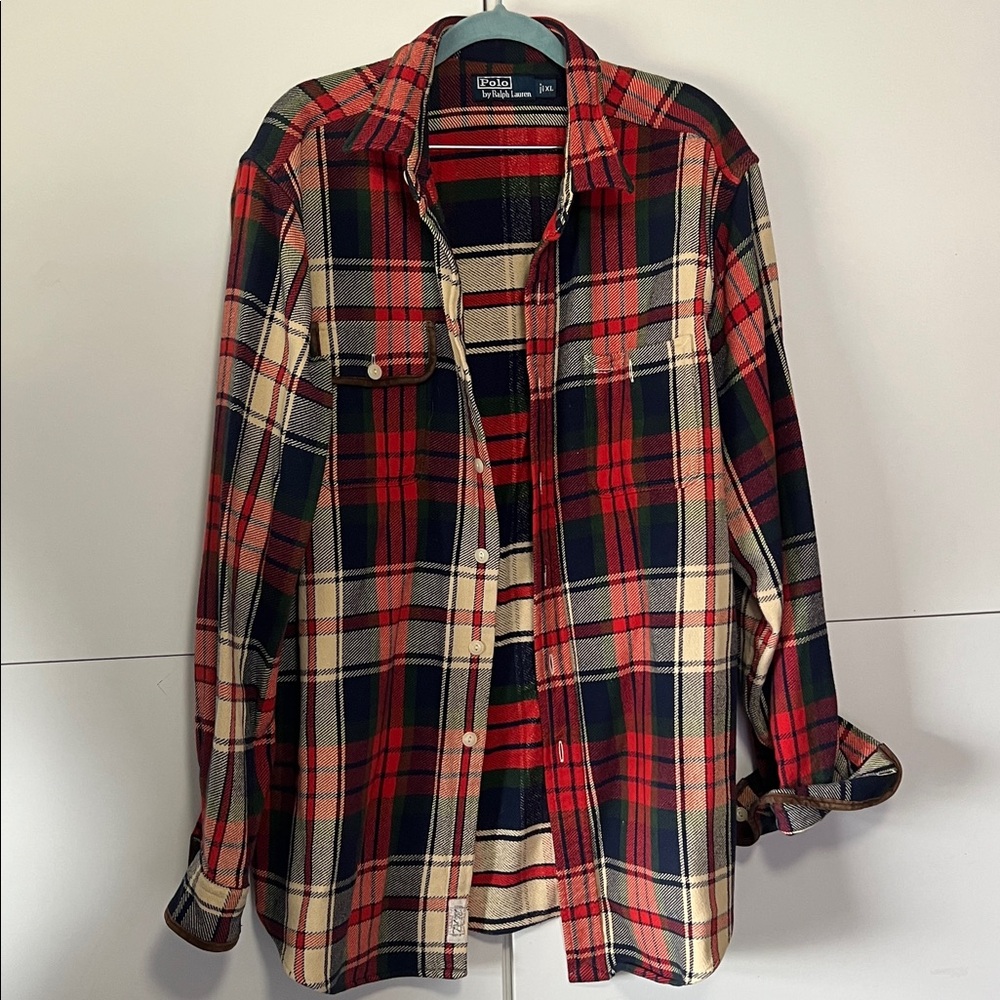 POLO Ralph Lauren Red, Navy, Beige Textured Button-Down Plaid Shirt